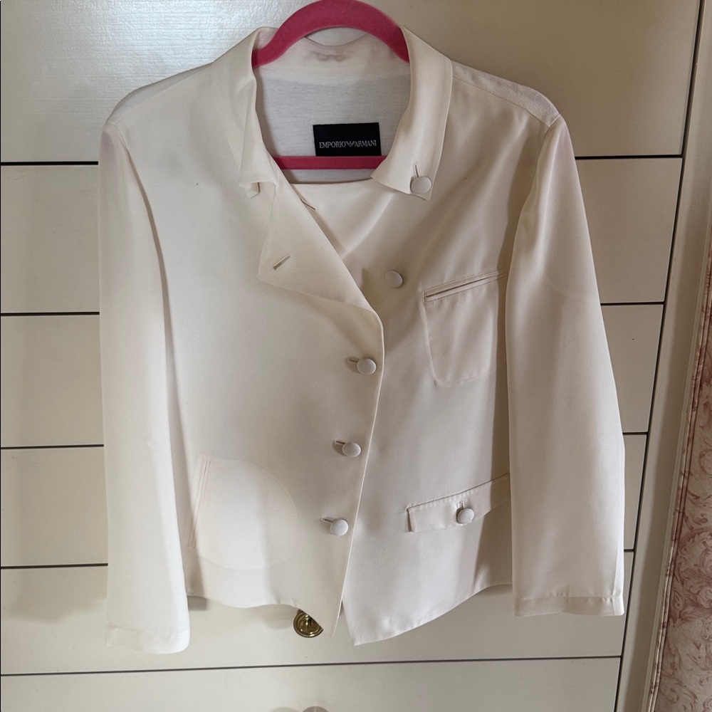 Giorgio Armani Cream Blazer with Button Accents